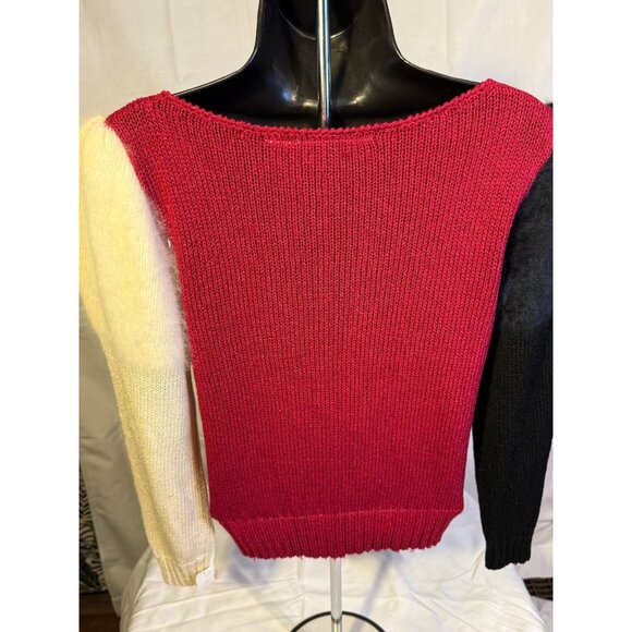 Vintage Puffy Sleeve Fuzzy Sweater Womens Medium M Young Traditions 80s Knit - Picture 5 of 6